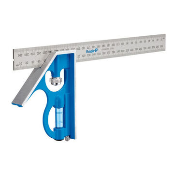Square Heavy-duty Professional Combination, Stainless Steel, Blue/silver, 5.25 In X 12 In, 1 Mm Graduation