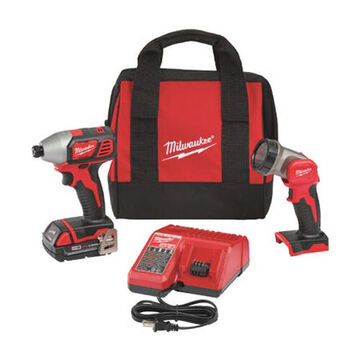 Impact Driver Kit, 1/4 in Drive, Hex, 1500 in-lb, 2750 rpm, 18 V, Lithium-Ion, 1.5 Ah