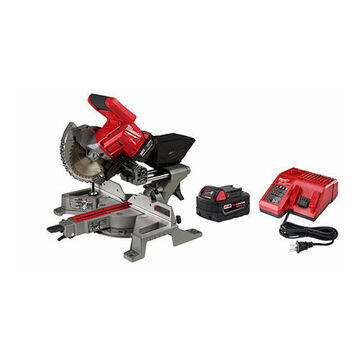 Miter Saw Kit Dual Bevel Sliding Compound, 29-13/14 In Lg, 7-1/4 In Dp Cut, 5/8 In Arbor, 18 Vdc