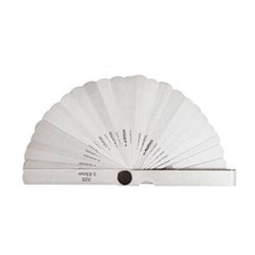 Feeler Gauge, Stainless Steel, Polished Chrome, 26 Blades, 2 in