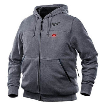 Heated Hoodie, Gray, Cotton/Polyester, Medium, Men