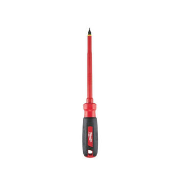 Insulated Electric Screwdriver, 1/4 in Point, Slotted, Black, Red Steel, 1000 V, 6 in lg