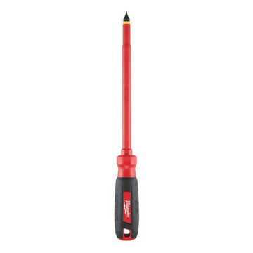 Insulated Electric Screwdriver, 3/8 in Point, Slotted, Black, Red Steel, 1000 V, 12 in lg