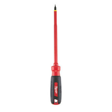 Screwdriver Insulated Electric, 3/16 In Point, Cabinet, Black, Red Steel, 1000 V