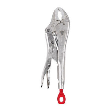 Locking Plier, Curved, Steel Jaw, Chrome, 4 in lg