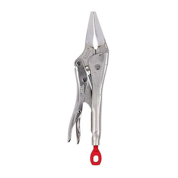 Long Nose Locking Plier, 2 in Capacity, Curved, 29/64 in wd, 1-39/64 in lg Jaw, Forged Alloy Steel Jaw, Polished Chrome, 6 in lg