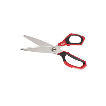 Straight Jobsite Scissor, Steel, Black/Red, 9 in