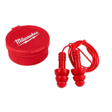 Reusable Corded Ear Plug, 26 dB Noise, Universal, Red Silicone