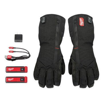 USB Rechargeable Heated Safety Gloves, Black, Leather, Medium