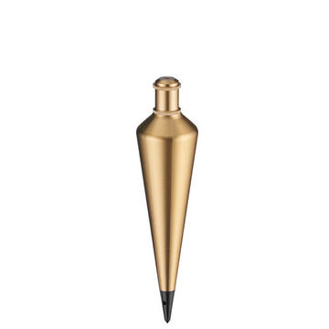 Plumb Bob Solid, Brass, Extra Hardened Steel Tip, Lacquered, 8.69 In Lg