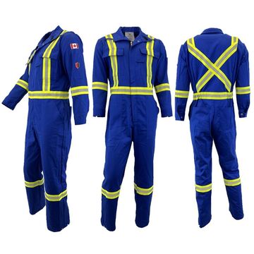 Coverall Men's Hrc2 Flame And Arc Flash Resistant, Royal Blue, Cotton/nylon
