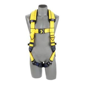 Full Body Harness, Universal, 420 lb, Yellow, Repel Polyester, Vest, Tech-Lite Aluminum Leg Buckle, Zinc Plated Steel Torso Buckle