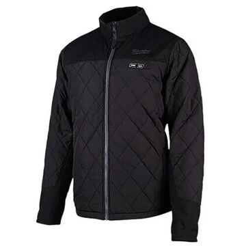 Heated Jacket Kit, Polyester, Men, Small, Black, Zipper Closure, Water, Wind Resist