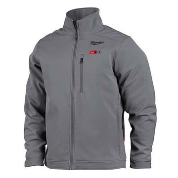 Jacket Cordless Insulated Heated, Polyester/spandex, Gray, Zipper Closure, Water, Wind Resist