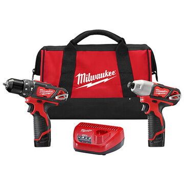 Combo Kit Cordless Tool, 2.25 In Wd, 7.6 In Lg, 7 In Ht, 12 V, Cordless