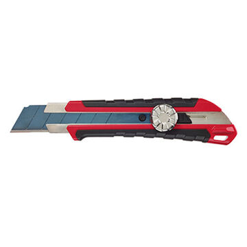 Snap Utility Knife, 25 mm wd x 7 in lg, Micro Carbide Metal Blade, Black/Red Handle
