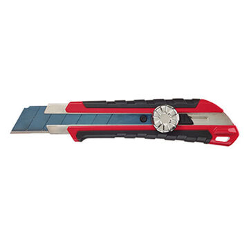 Couteau utilitaire Snap, largeur 25 mm x largeur 7 pouce, lame en métal au carbure micro, manche noir/rouge