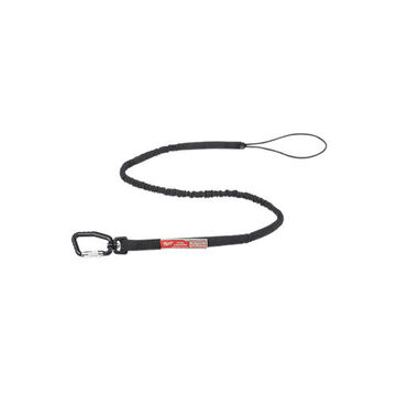 Tool Lanyard Extended Reach Locking, 54 In Lg, Black Nylon/rubber, 15 Lb Capacity