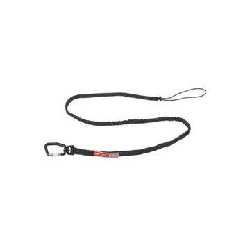 Tool Lanyard Extended Reach Locking, 72 In Lg, Black Nylon/rubber, 15 Lb Capacity