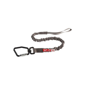 Locking Tool Lanyard, 10 ft lg, Gray Nylon/Rubber, 35 lb Capacity