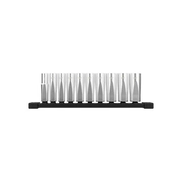 Socket Set Deep Well, 3/8 In Drive, 10.75 In Lg, Polished Chrome Alloy Steel, 10 Pieces