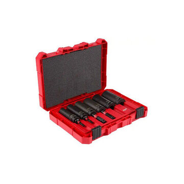 Socket Set Deep Well, 1/2 In Drive, 2.56 In Lg, Black Steel, 10 Pieces