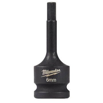 Bit Impact Drive Socket, Black Oxide Steel, 6 Mm Bit, 0.98 In Lg, 1/2 In Drive