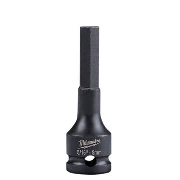 Bit Impact Drive Socket, Black Oxide Steel, 3/8 In Bit, 0.74 In Lg, 5/16 In Drive