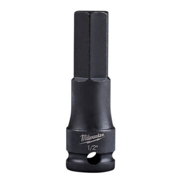 Bit Impact Drive Socket, Black Oxide Steel, 3/8 In Bit, 0.74 In Lg, 1/2 In Drive