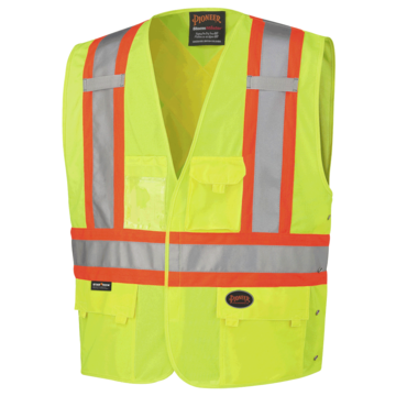 High Visibility Safety Vest, S/M, Yellow/Green, Tricot Polyester, ANSI 2, 38-40 in Chest