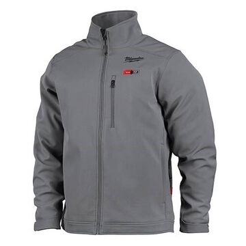 Heated Lightweight Insulation Jacket, Men, Small, Polyester/Spandex, Gray