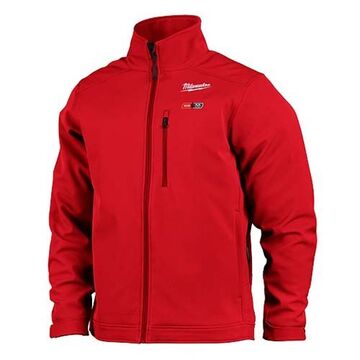 Cordless Insulated Heated Jacket Kit, Polyester/Spandex, 3X-L, Red, Zipper Closure, Water, Wind Resist