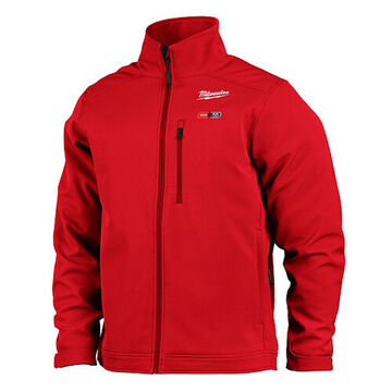Cordless Insulated Heated Jacket Kit, Polyester/Spandex, X-L, Red, Zipper Closure, Water, Wind Resist