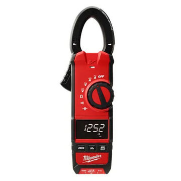 Digital Clamp Meter, 600V, 600A, 50 to 60 Hz, 1.3 in Capacity, High Contrast White on Black LCD, -40 to 752 deg F, White on Black Display