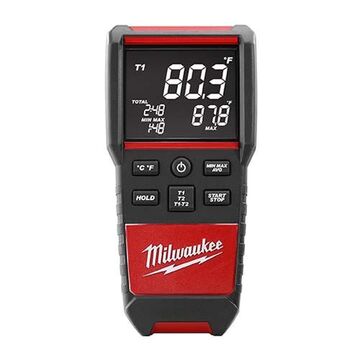 Meter Heavy-duty Contact Temperature, Lcd, -200 To 1372 Deg C, +/- 0.1%