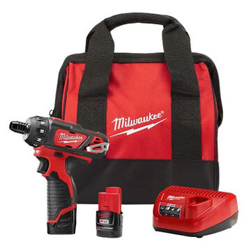 Screwdriver Kit Cordless, Two Speed Electric, Pistol Grip Handle, 1/4 In Hex Chuck, 0 To 1500 Rpm, 12 Vdc
