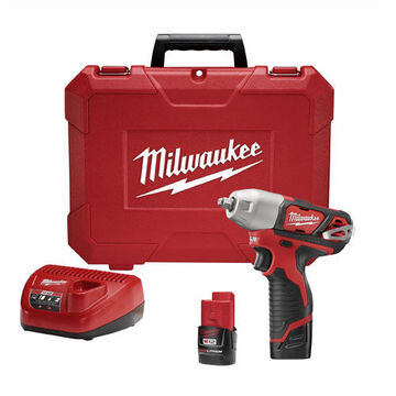 Cordless Impact Wrench Kit, 3/8 in Drive, 100 ft-lb, 2500 rpm, 12 V, Metal, Plastic, Rubber, 7-1/2 in lg
