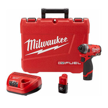 Cordless Impact Driver Kit, 1/4 in Hex Drive, 1300 in-lb, 3300 rpm, 12 V, Lithium-Ion, 2 Ah