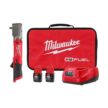 Right Angle Impact Wrench Kit, Aluminum, 18 VDC, 2 Ah, 3000 rpm Speed, 3/8 in Standard/Square Drive