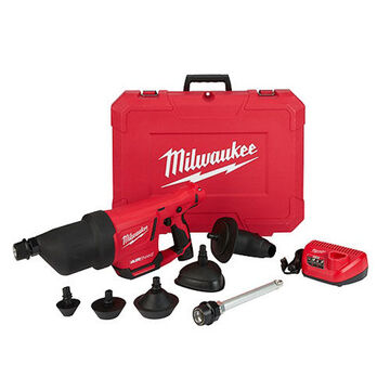 Air Gun Kit Drain Cleaning, 1 To 4 In Capacity, 12 V, 500 Rpm, Plastic, 20.8 In Lg, 7.4 In Ht