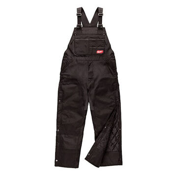 Zip-to-Thigh Bib Overall, 36 to 38 in Waist, Large, Black, Ripstop Polyester