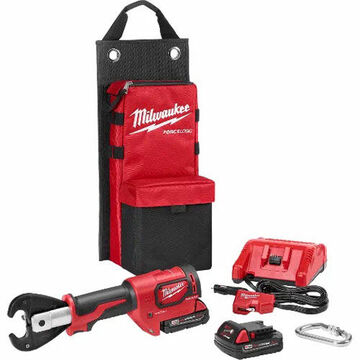 Crimper Kit Cordless, 8 Awg To 350 Kcmil Aluminum Lug, 6 Ton Crimping Force, 18 V, Lithium-ion, 2 Ah, Black, Red, 14 In Lg, 5.4 In Ht