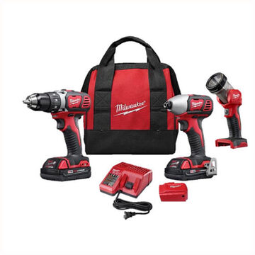 Cordless Combo Kit, Plastic, 18 V Lithium-ion 1.5 Ah Battery, Brushed Motor, Red