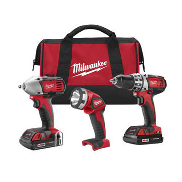 Cordless Tool Combo Kit, 1/2 in Drill, 18 V, Red