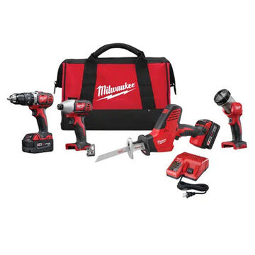 Combo Kit Cordless Tool, 1/2 In Drill, 12 V, Black/red