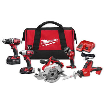 Cordless Tool Combo Kit, 1/2 in Drill, 18 V, 1/2 in Chuck, Lithium-Ion
