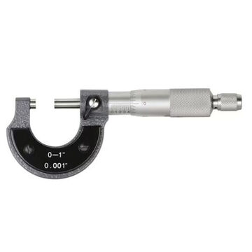 Micrometer, Measuring Range: 0 to 1 in, 0.0005 Accuracy, 0.001 in Graduations, Satin