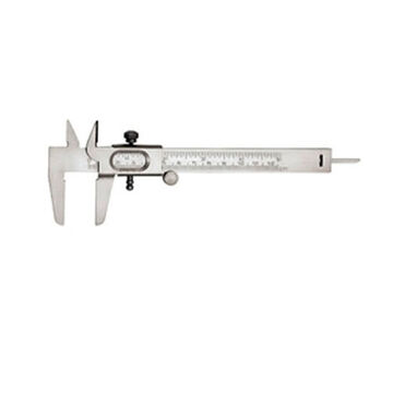 Vernier Caliper, Steel, 5 in dp Jaw, 0 to 5 in, `, 1/16 in Graduation