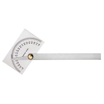Protractor, Stainless Steel, 0 to 180 deg