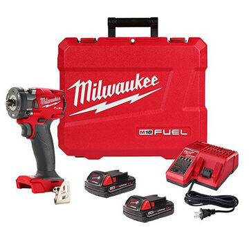 Compact Impact Wrench Tool Kit, 3/8 in Square Drive, 250 ft-lb